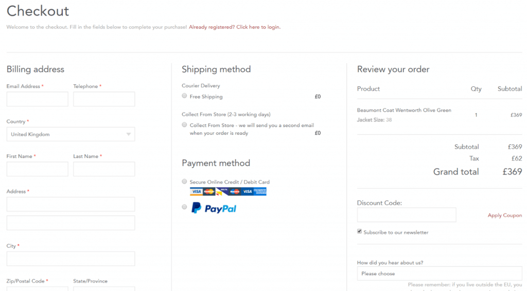 One Step Checkout Example